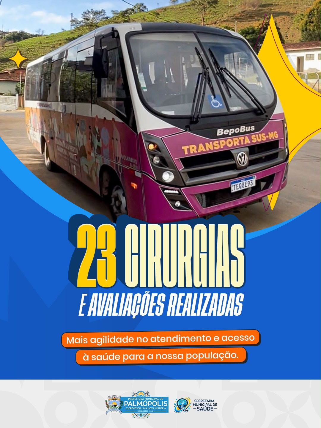 Imagem da notícia: SAÚDE DE PALMÓPOLIS REALIZA 23 CIRURGIAS E AVALIAÇÕES CIRÚRGICAS
