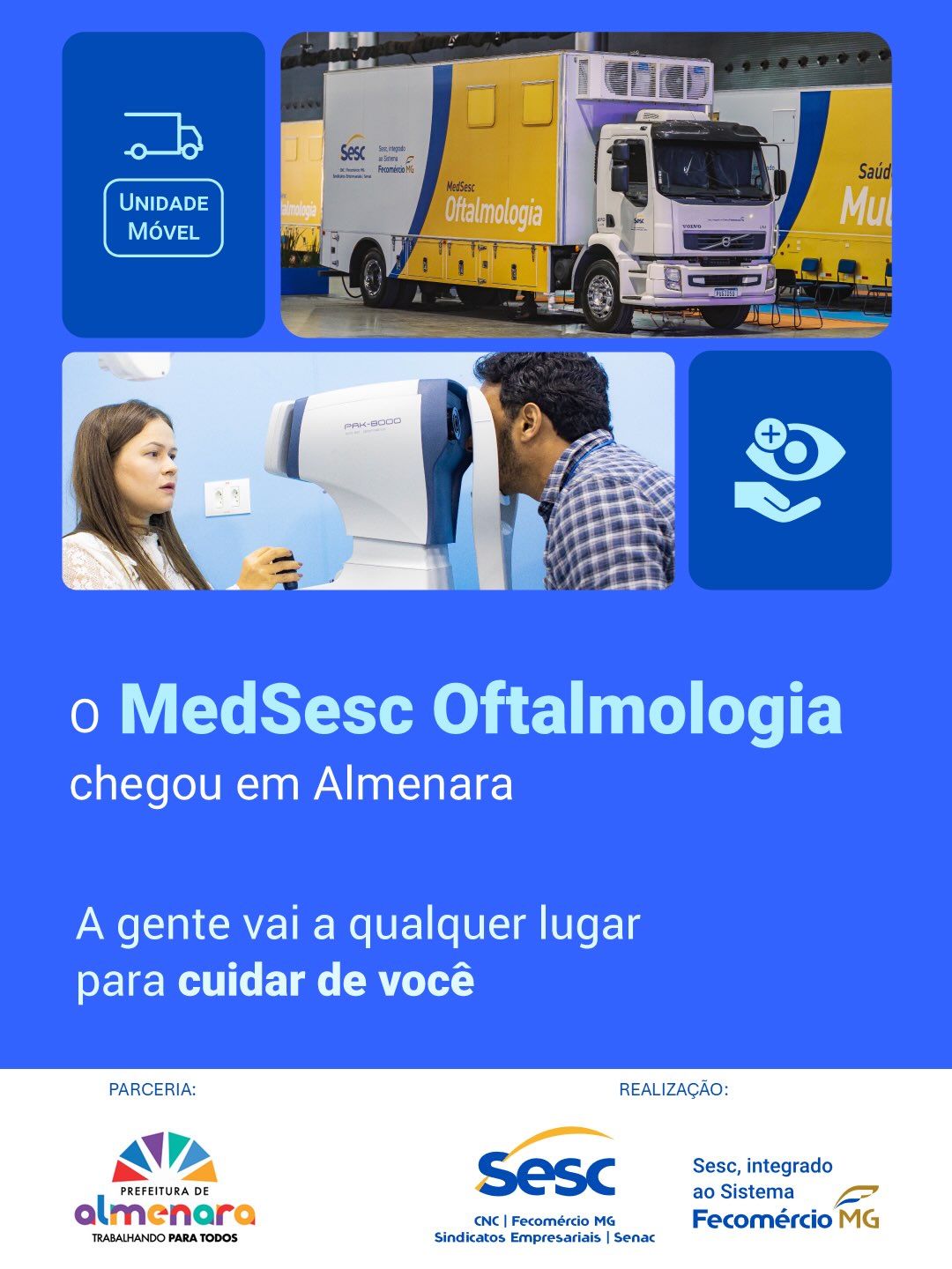 Imagem da notícia: MedSesc Oftalmologia chega a Almenara e oferece atendimento especializado à população