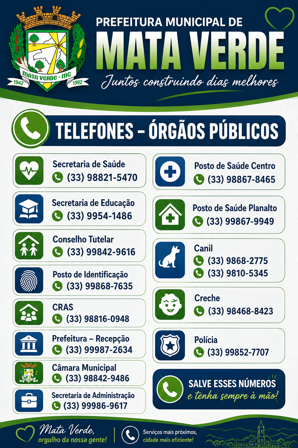 Imagem da notícia: Prefeitura Municipal divulga telefones úteis dos órgãos públicos