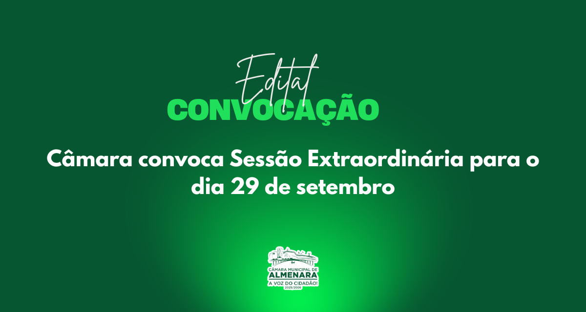 Imagem Notica: Câmara convoca Sessão Extraordinária para o dia 29 de setembro