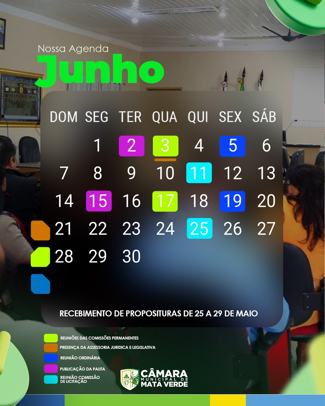 Imagem Notica: CALENDARIO MENSAL DA CÂMARA MUNICIPAL - MAIO /2026