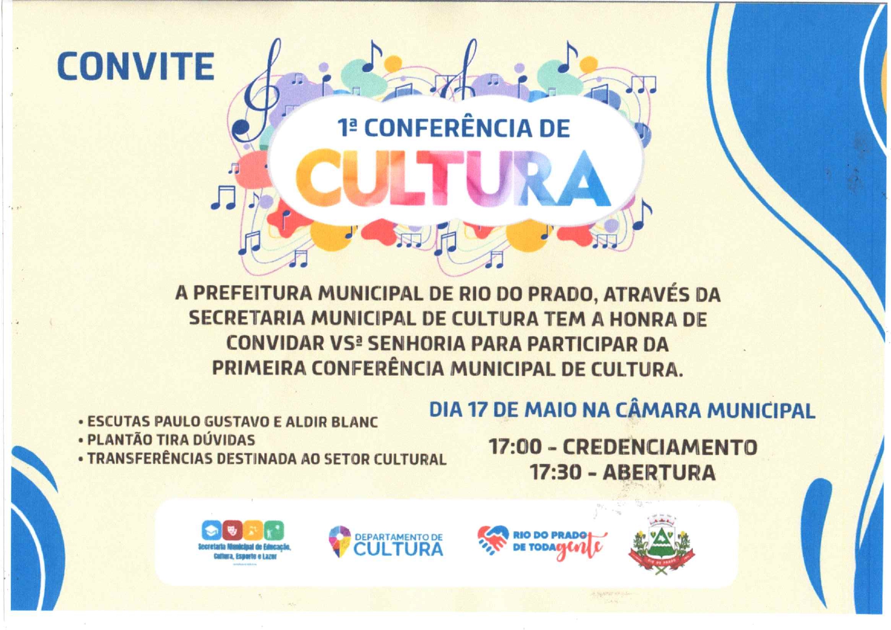 CONVITE PARA 1ª CONFERÊNCIA CULTURAL