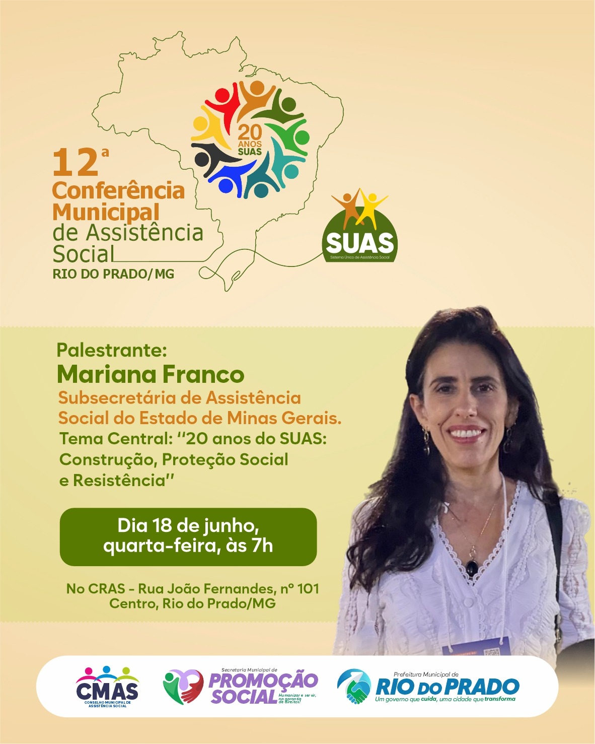 Vem aí a 12ª Conferência Municipal de Assistência Social de Rio do Prado!