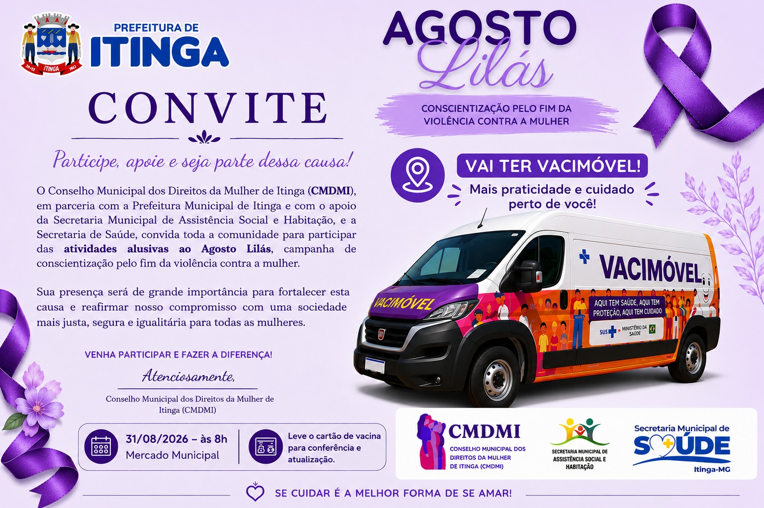 AGOSTO LILÁS: CONSCIENTIZAÇÃO PELO FIM DA VIOLÊNCIA CONTRA A MULHER!