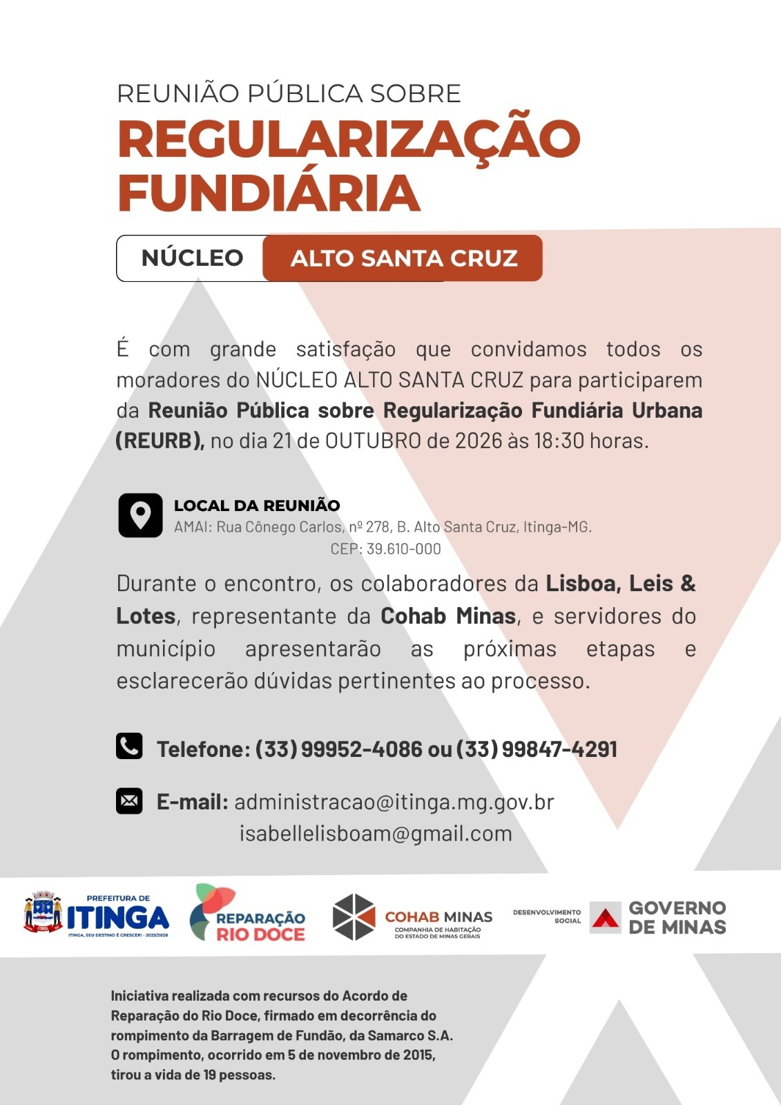 Imagem da notícia: REURB | REUNIÃO PÚBLICA SOBRE REGULARIZAÇÃO FUNDIÁRIA URBANA